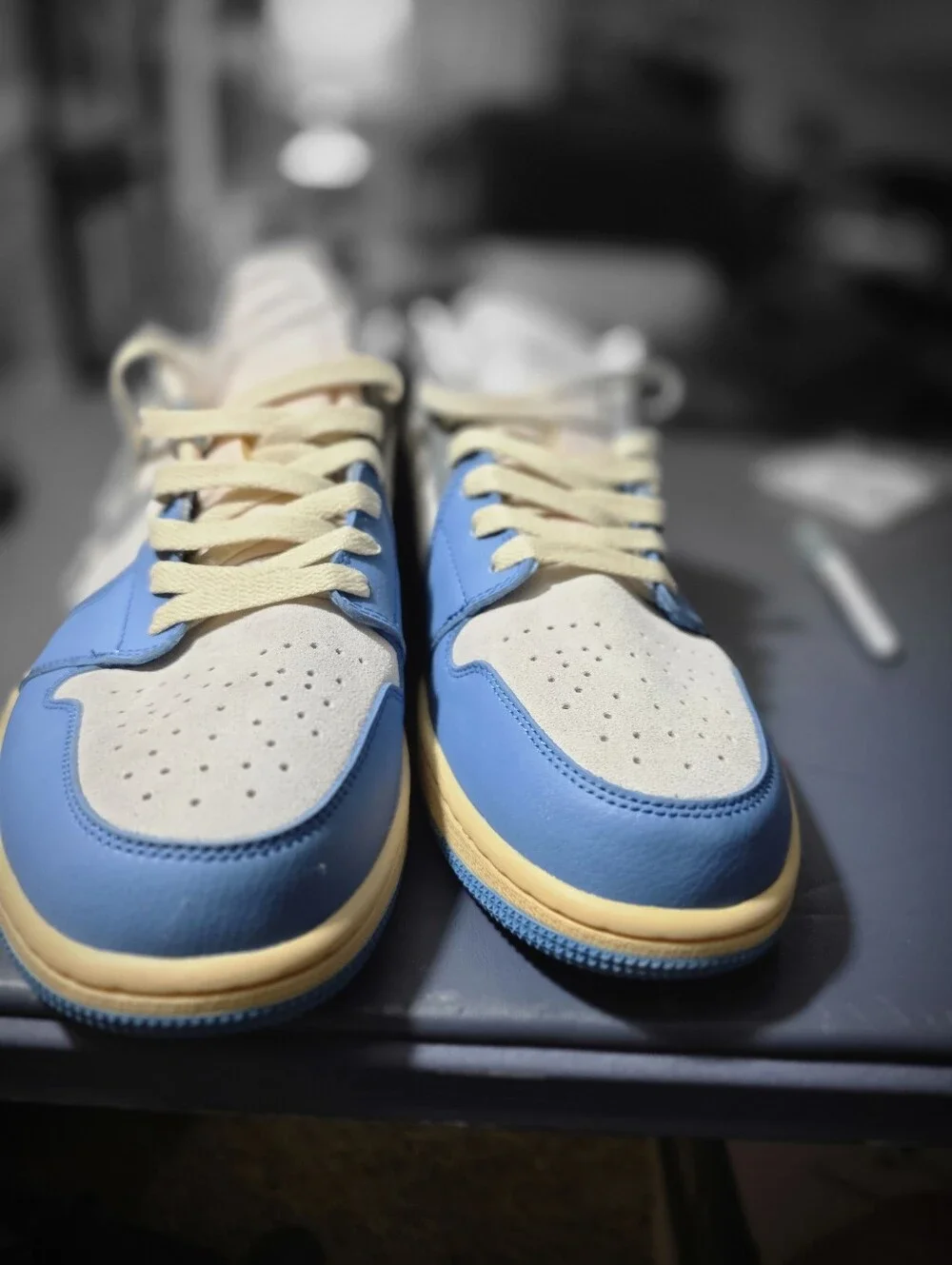 Jordan 1 Low Men's Athletic Shoes Dutch Blue/Smoke Grey, Size 12m, New.